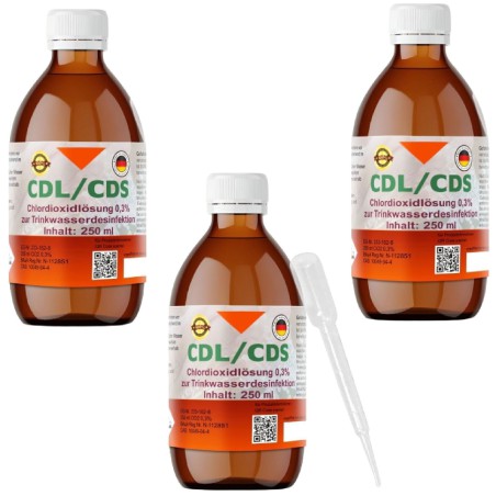 CDL 0,3% CDS 3x250ml Set aktivierte Fertiglösung mit Pipette in Braunglasflasche