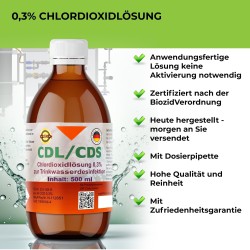 CDL 0,3% CDS 500ml  aktivierte Fertiglösung mit Pipette in Braunglasflasche