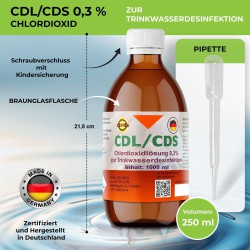 CDL 0,3% CDS 1000ml  aktivierte Fertiglösung mit Pipette in HDPE Laborflasche