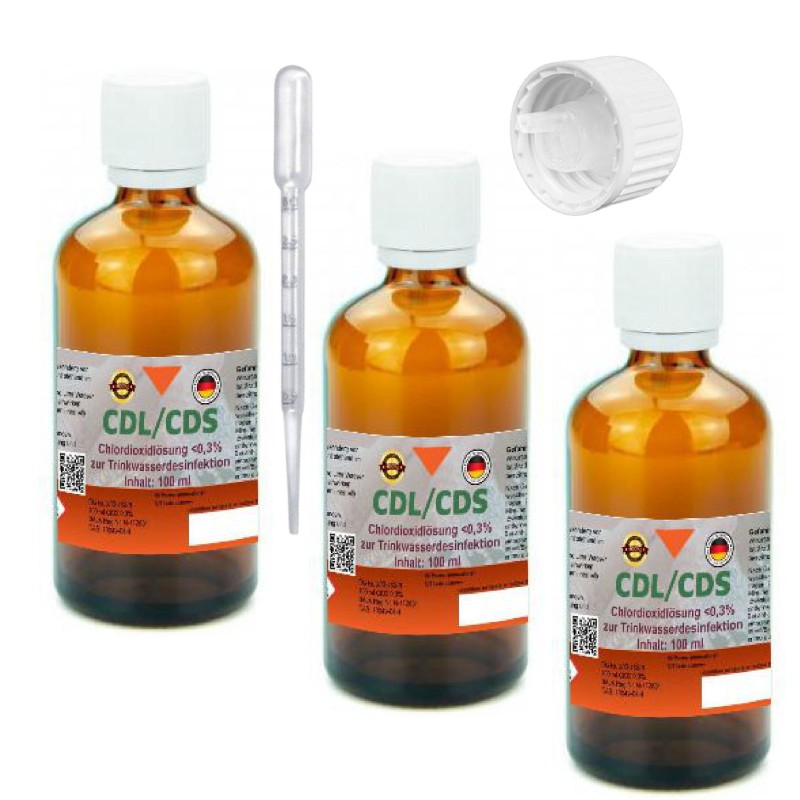 CDL 0,3% CDS 3x100ml Set aktivierte Fertiglösung mit Tropfer in Braunglasflasche